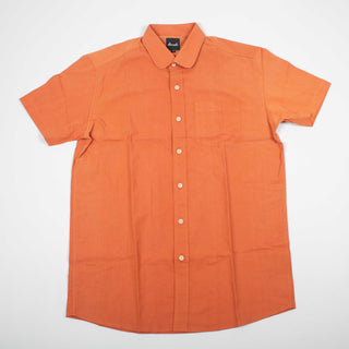 Orange round collar upcycled shirt