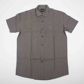 Dark brown round collar upcycled shirt