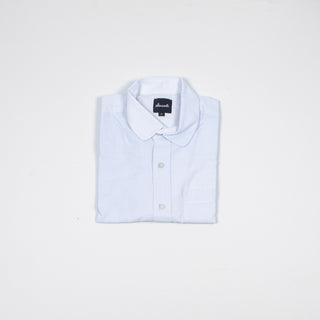 Light blue round collar upcycled shirt