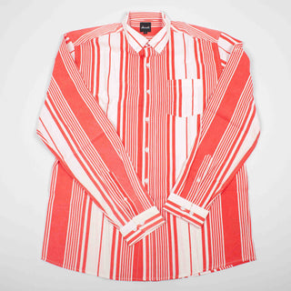 Red and white stripes upcycled shirt