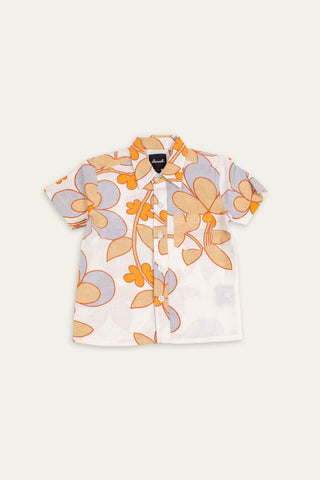 Flowers orange upcycled kids shirt