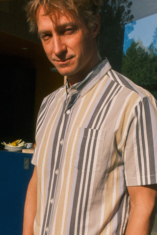 Grounded stripes upcycled shirt