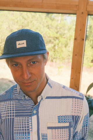 Heathered blue upcycled 5-panel cap