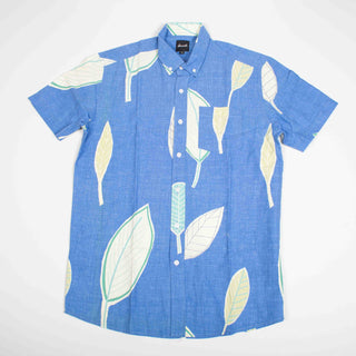 Blue leaves upcycled shirt