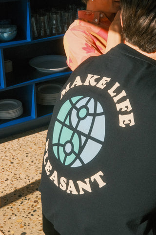 Make life Pleasant black back tee