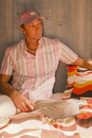 Pink striped upcycled shirt