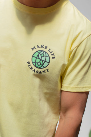 Make life Pleasant light yellow tee