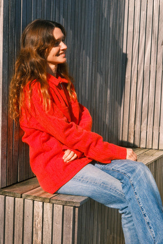Red fire upcycled jacket
