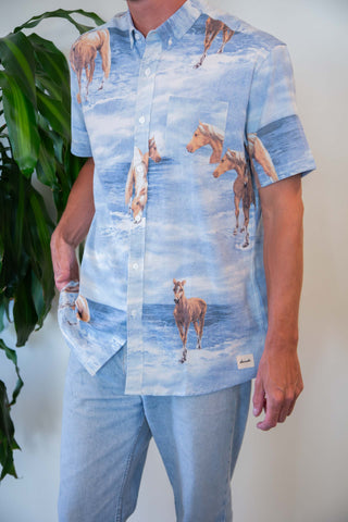 Beach horses upcycled shirt