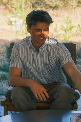 Crisp striped upcycled shirt