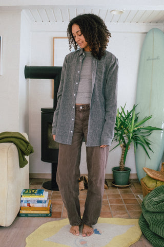 Stylish grey upcycled long sleeve shirt