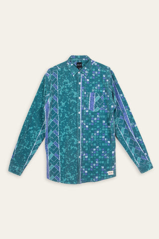 Vibrant green upcycled long sleeve shirt