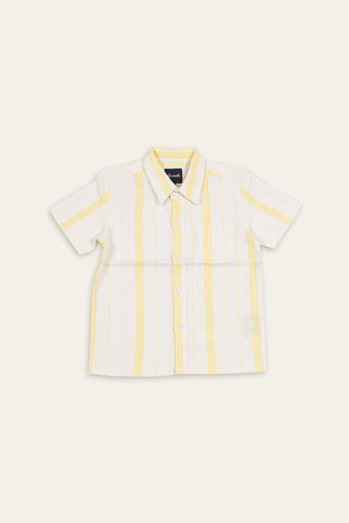 Yellow sun striped upcycled kids shirt