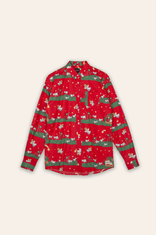 Red Christmas upcycled shirt