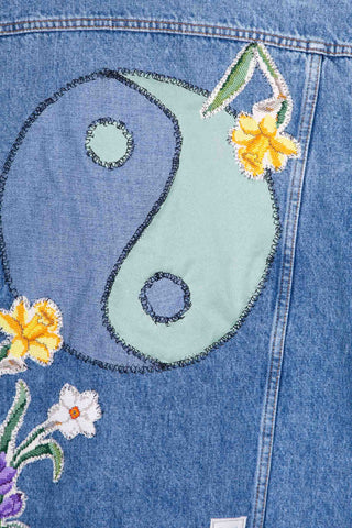 Yin yang upcycled denim jacket