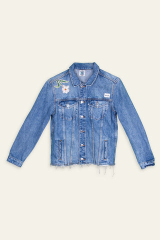 Yin yang upcycled denim jacket