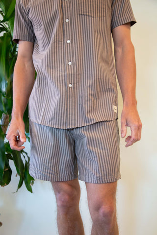 Upcycled brown stripes shorts