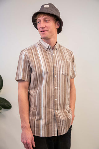 70s brown stripes upcycled shirt