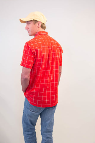 Red checkered upcycled shirt