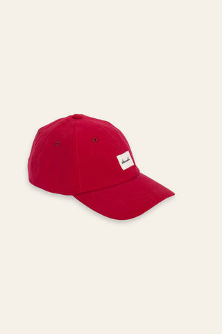 Red canvas upcycled cap