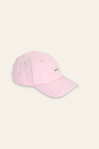 Pink flowered upcycled cap