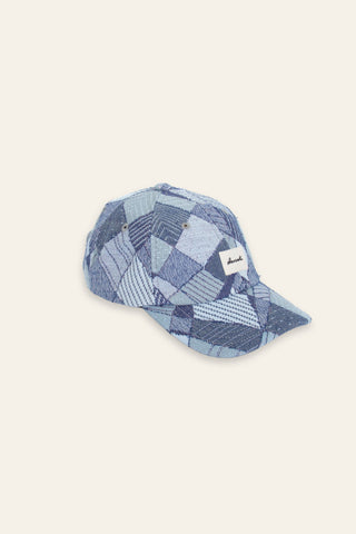 Heavy blue carpet upcycled cap