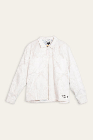 White flowers upcycled jacket