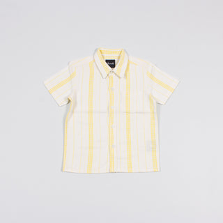 Yellow sun striped upcycled baby shirt