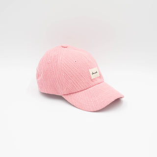 Pink heavy fabric upcycled cap