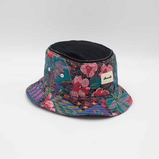 Puff black upcycled bucket hat