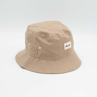 Dark beige light brown upcycled bucket hat