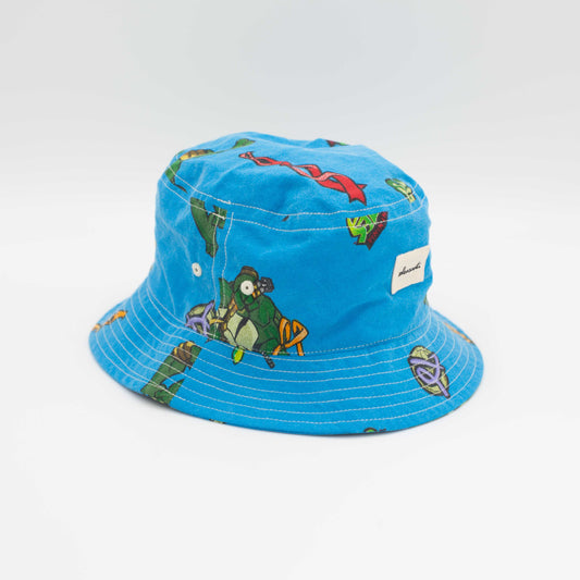 Turtles blue upcycled bucket hat