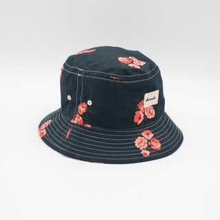 Black roses upcycled bucket hat