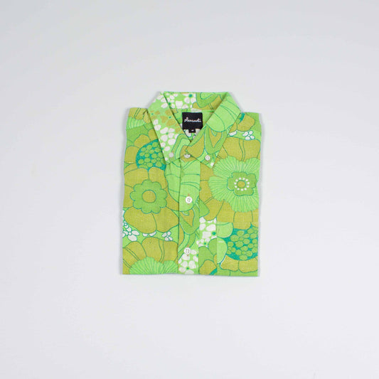Green flower power upcycled shirt