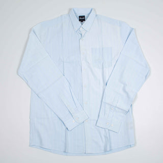 Light blue pin striped upcycled shirt