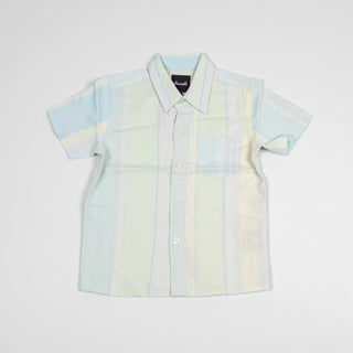 Light blue & green upcycled baby shirt