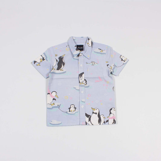 Penguin upcycled baby shirt